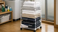 ダイソーのワイヤーネットで作るキャスター付き縦長洗濯カゴDIY