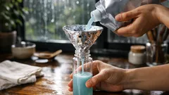 アルミホイルで即席じょうご 詰め替えをこぼさない簡単テク