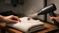 出かける直前でも間に合う、ニットのハンガー跡をドライヤーで直す方法